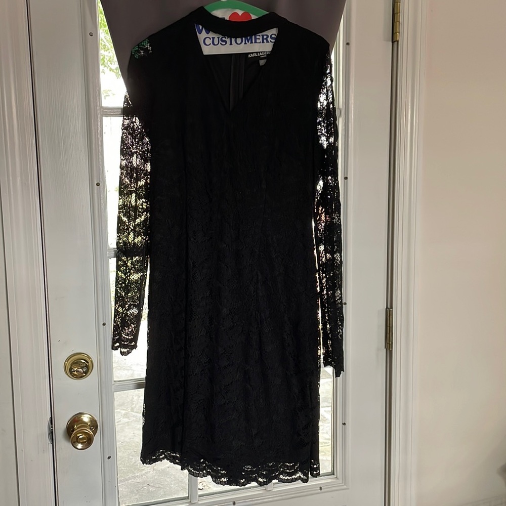 karl lagerfeld black lace chocker dress